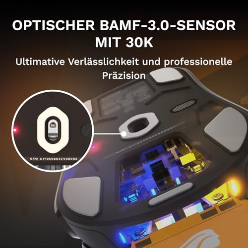 GLORIOUS Gaming – Model O3 Wireless-Gaming-Maus – Wechsel-Akku-System InfinitePlay, 8k Abfragerate, optische klick-Switches (130 Mio.), Ultraleicht (66 g), 30K-DPI-Optiksensor, RGB – Schwarz Bild 4