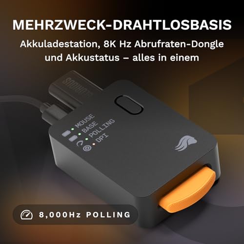 GLORIOUS Gaming – Model O3 Wireless-Gaming-Maus – Wechsel-Akku-System InfinitePlay, 8k Abfragerate, optische klick-Switches (130 Mio.), Ultraleicht (66 g), 30K-DPI-Optiksensor, RGB – Schwarz Bild 6