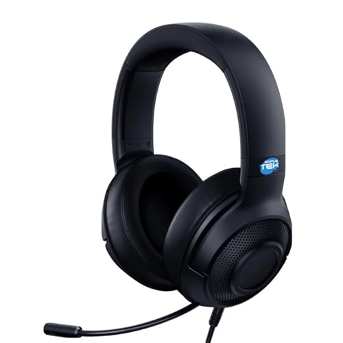 SIMPLETEK - Ultraleichtes Over-Ear-Gaming-Headset mit virtuellem 7.1 Audio und 3,5 mm Klinke, eingebautes Mikrofon, 1,3 m Kabel Bild 1