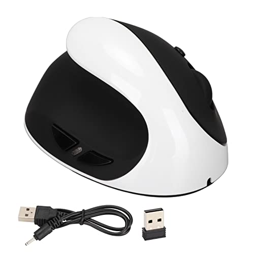 KIMISS Linkshändige Ergonomische Maus 2,4 G Drahtlose Vertikale Maus mit USB -Adapter - Wiederaufladbare PC, DPI Linkshändige Benutzer (Schwarz und weiß) Bild 1