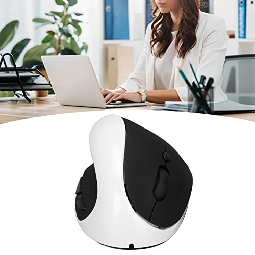 KIMISS Linkshändige Ergonomische Maus 2,4 G Drahtlose Vertikale Maus mit USB -Adapter - Wiederaufladbare PC, DPI Linkshändige Benutzer (Schwarz und weiß) Bild 2
