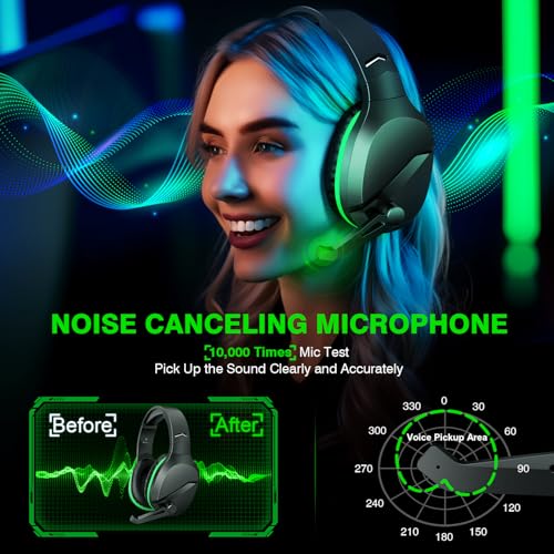 WolfLawS X3 Wireless Gaming Headset für Xbox Series X|S, Xbox One, PS5, PC, Mac, Switch - Bluetooth Kopfhörer mit Noise Cancelling Mikrofon, 60H Spielzeit, Niedrige Latenz, Leicht für Gamer Bild 4