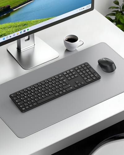 OMOTON Tastatur Maus Set Kabellos, Funktastatur und Maus 2,4 GHz in Voller Größe, QWERTZ Deutsches Kabellose Tastatur mit Maus für Windows 11/10/8/7, Desktop, PC, Laptop (Batteriebetrieben), Schwarz Bild 5