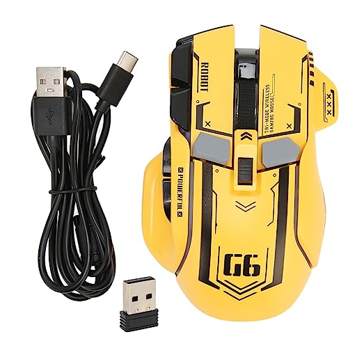 KIMISS Wireless Maus -Laptop -Gaming Gaming Maus 2,4 G Wired 3 Modus 5 DPI Game mit 11 RGB Licht (Yellow) Bild 1