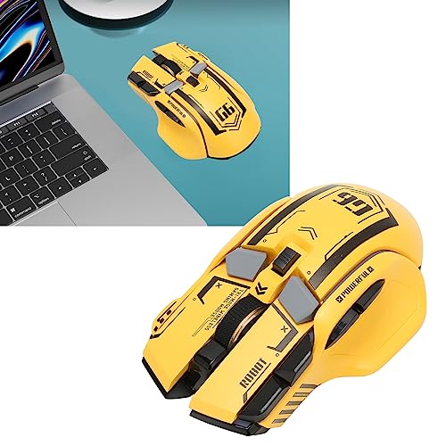 KIMISS Wireless Maus -Laptop -Gaming Gaming Maus 2,4 G Wired 3 Modus 5 DPI Game mit 11 RGB Licht (Yellow) Bild 2