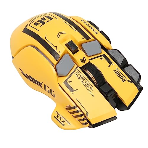 KIMISS Wireless Maus -Laptop -Gaming Gaming Maus 2,4 G Wired 3 Modus 5 DPI Game mit 11 RGB Licht (Yellow) Bild 6