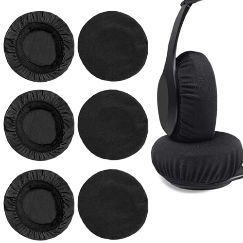 6 Stück Dehnbare waschbare Kopfhörer-Abdeckungen, Kopfhörer Schutz überzug, Kopfhörer Überzug, Ohrpolster Abdeckungen, für Fitnessstudio, Gaming, Schützen Sie Das Headset, Schwarz (6 bis 8 cm) Bild 1
