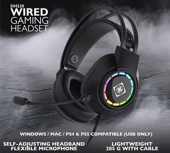 Deltaco Gaming DH220 USB Gaming Headset Stereo RGB Beleuchtung Schwarz Bild 4