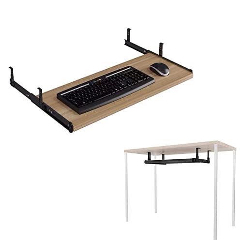 Tastaturablage unter dem Schreibtisch, ergonomischer Tastaturschieber und Maus-Aufbewahrung, passend für 54/60/70 x 27 cm Schreibtische, Walnussholz-Finish, perfekt für Heimbüro und Gaming-Setup Bild 1