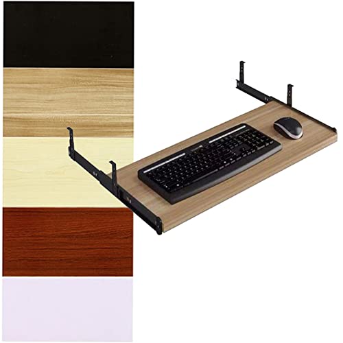 Verstellbare Tastaturablage, 60 x 27 cm, ausziehbare Maus-Schublade, kompatibel mit 5 Höheneinstellungen, Teakholz-Finish, perfekt für Heimbüro und Gaming Bild 1