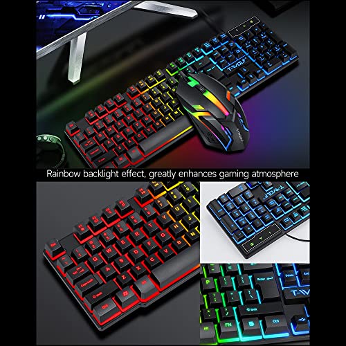 Denash Gaming Tastatur Combo Set, 104 -Taste -RGB -Hintergrundbeleuchtung, Ergonomische Gaming Maus, 3,5 -mm Bild 4