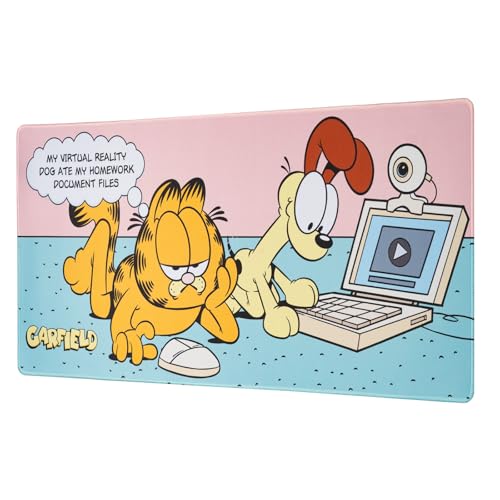 Grupo Erik Gaming Mauspad XXL Garfield Mousepad Groß - Gaming Mousepad XXL - Mauspad Gaming - rutschfeste Unterseite, Wasserabweisend und verstärkte Kanten - Geschenke Fanartikel Bild 1
