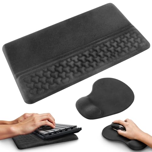 Ergonomisches Mauspad & Tastatur unterlage mit Handballenauflage, Memory Foam Wrist Rest Set, Rutschfest Ergonomie Maus Handgelenkauflage Gel Mousepad für Büro Computer Tippen Gaming Bild 1