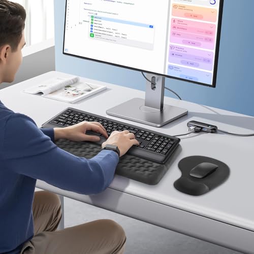 Ergonomisches Mauspad & Tastatur unterlage mit Handballenauflage, Memory Foam Wrist Rest Set, Rutschfest Ergonomie Maus Handgelenkauflage Gel Mousepad für Büro Computer Tippen Gaming Bild 2
