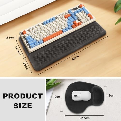 Ergonomisches Mauspad & Tastatur unterlage mit Handballenauflage, Memory Foam Wrist Rest Set, Rutschfest Ergonomie Maus Handgelenkauflage Gel Mousepad für Büro Computer Tippen Gaming Bild 3