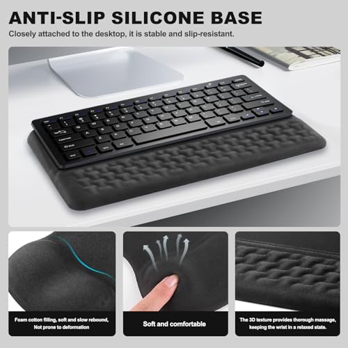 Ergonomisches Mauspad & Tastatur unterlage mit Handballenauflage, Memory Foam Wrist Rest Set, Rutschfest Ergonomie Maus Handgelenkauflage Gel Mousepad für Büro Computer Tippen Gaming Bild 4