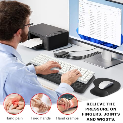 Ergonomisches Mauspad & Tastatur unterlage mit Handballenauflage, Memory Foam Wrist Rest Set, Rutschfest Ergonomie Maus Handgelenkauflage Gel Mousepad für Büro Computer Tippen Gaming Bild 5