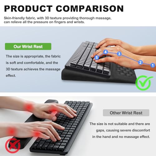 Ergonomisches Mauspad & Tastatur unterlage mit Handballenauflage, Memory Foam Wrist Rest Set, Rutschfest Ergonomie Maus Handgelenkauflage Gel Mousepad für Büro Computer Tippen Gaming Bild 6