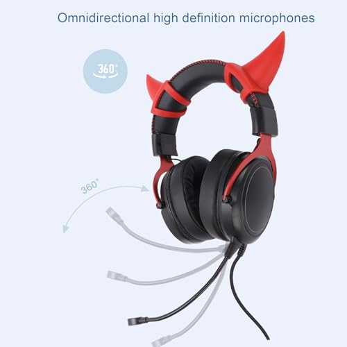Denash PC Gaming Headset Gaming Headset, Rauschreduzierung über Ohrhörer -Kopfhörer mit MIC, RGB Luminous, High Definition, Immersives Erlebnis (Schwarz Rot) Bild 4