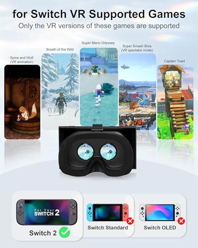 Verbessertes VR-Headset für Nintendo Switch 2, Switch 2 Virtual Reality VR-Brille mit verstellbaren HD-Linsen und komfortablem Kopfband, Virtual Boy 3D-Brille für Switch 2 Zubehör (Schwarz) Bild 3