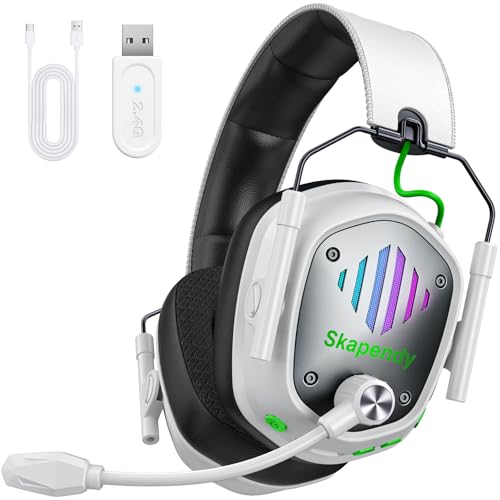 Wireless Gaming Headset für PS5, PS4, PC, Switch, Mobile,Mac, Laptop, 2.4GHz Faltbarer Gaming Bluetooth Headset mit Surround Sound, ENC Noise Cancelling Kopfhörer, LED Licht, 50 Stunden Akkulaufzeit Bild 1
