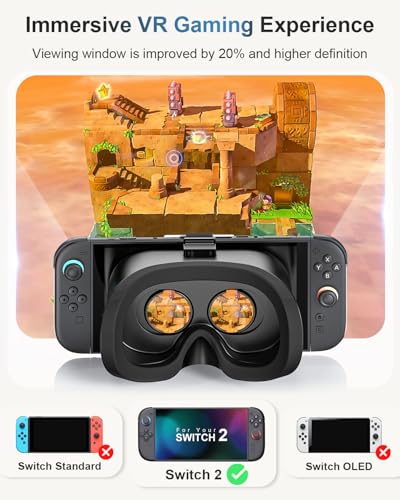 VR Headset für Nintendo Switch 2 (2025), Switch 2 Virtual Reality VR Brille mit verstellbaren HD-Linsen und komfortablem Kopfband, Labo VR-Kit für Switch 2 Zubehör, Schwarz & Weiß Bild 2