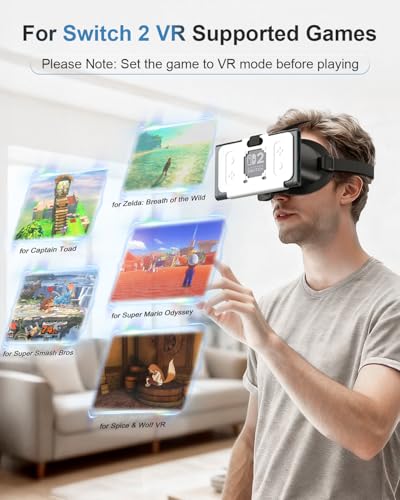 VR Headset für Nintendo Switch 2 (2025), Switch 2 Virtual Reality VR Brille mit verstellbaren HD-Linsen und komfortablem Kopfband, Labo VR-Kit für Switch 2 Zubehör, Schwarz & Weiß Bild 3