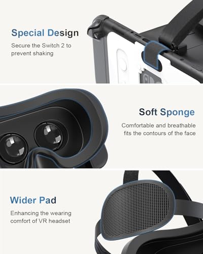 VR Headset für Nintendo Switch 2 (2025), Switch 2 Virtual Reality VR Brille mit verstellbaren HD-Linsen und komfortablem Kopfband, Labo VR-Kit für Switch 2 Zubehör, Schwarz & Weiß Bild 5