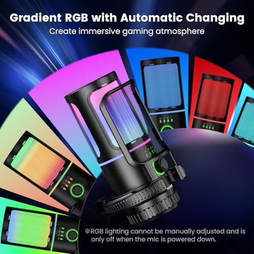 SINWE Gaming Mikrofon mit Geräuschunterdrückung & Verstärkungsregelung - USB PC Mikrofon für Streaming, Gaming, Podcasts, PC, PS4 - Inklusive Pop-Filter, Shock Mount, Quick Mute & RGB Beleuchtung Bild 2