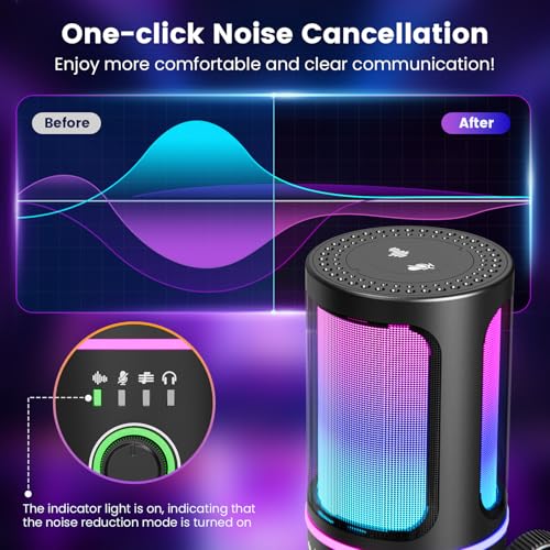 SINWE Gaming Mikrofon mit Geräuschunterdrückung & Verstärkungsregelung - USB PC Mikrofon für Streaming, Gaming, Podcasts, PC, PS4 - Inklusive Pop-Filter, Shock Mount, Quick Mute & RGB Beleuchtung Bild 3