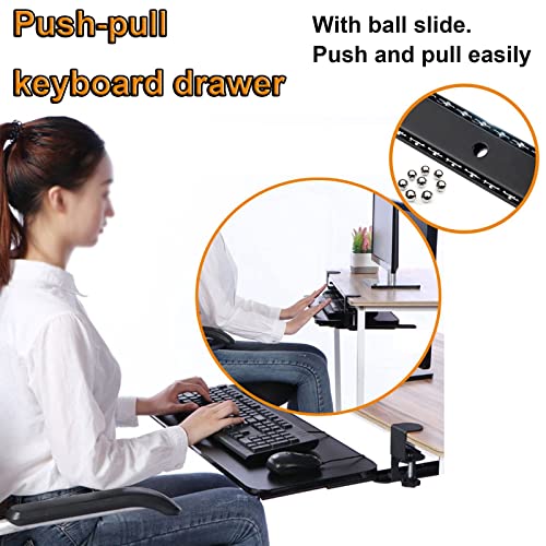 Tastatur- und Maus-Erweiterungsablage in voller Größe – verschiebbare Tastaturablage mit Klemmhalterung – Walnussholz-Finish, 52 x 25 cm – ideal für Home Office und Gaming Setup Bild 4