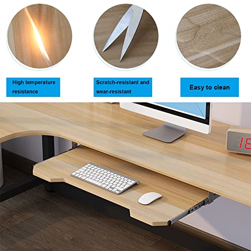 Er Tastatur- und Maus-Plattform, 35,6 cm leise Schienen, verstellbare Schiebeablage, B-Teak-Finish, 60 x 27 cm, perfekt für Home Office & Gaming Bild 4