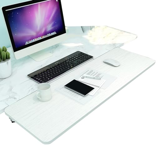 Er Faltbare Tastatur und Maus Plattform Erweiterung, 90° verstellbarer Schreibtisch Platzsparer, Weiß, 55 x 25 cm - Ideal für Home Office und Gaming Setups Bild 1