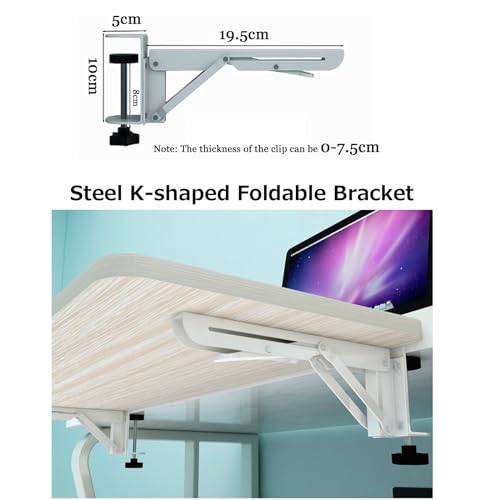 Er Faltbare Tastatur und Maus Plattform Erweiterung, 90° verstellbarer Schreibtisch Platzsparer, Weiß, 55 x 25 cm - Ideal für Home Office und Gaming Setups Bild 4