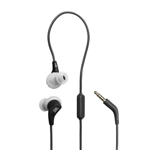 JBL Endurance Run 3 In-Ear-Sport-Kopfhörer mit Kabel, FlipHook- und TwistLock-Technologie, IP65 Wasser-/Staubschutz, JBL Pure Bass Sound, In-Line-Mikrofon und Fernbedienung, Schwarz/Grau Bild 1