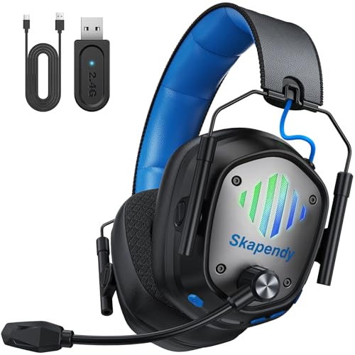 Wireless Gaming Headset für PS5, PS4, PC, Switch, Mobile,Mac, Laptop, 2.4GHz Faltbarer Gaming Bluetooth Headset mit Surround Sound, ENC Noise Cancelling Kopfhörer, LED Licht, 50 Stunden Akkulaufzeit Bild 1
