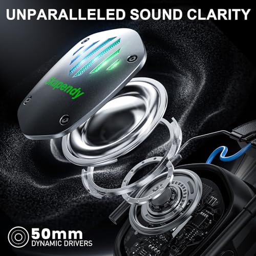 Wireless Gaming Headset für PS5, PS4, PC, Switch, Mobile,Mac, Laptop, 2.4GHz Faltbarer Gaming Bluetooth Headset mit Surround Sound, ENC Noise Cancelling Kopfhörer, LED Licht, 50 Stunden Akkulaufzeit Bild 3