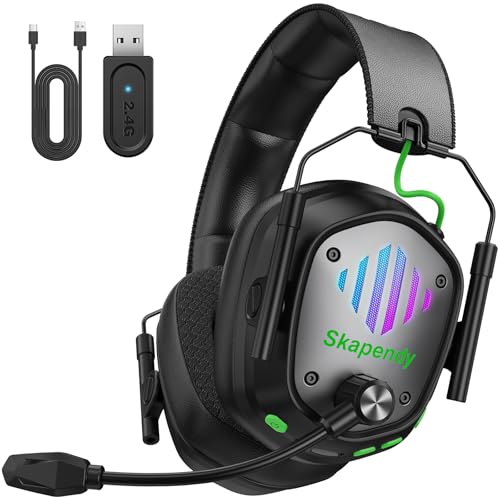 Wireless Gaming Headset für PS5, PS4, PC, Switch, Mobile,Mac, Laptop, 2.4GHz Faltbarer Gaming Bluetooth Headset mit Surround Sound, ENC Noise Cancelling Kopfhörer, LED Licht, 50 Stunden Akkulaufzeit Bild 1