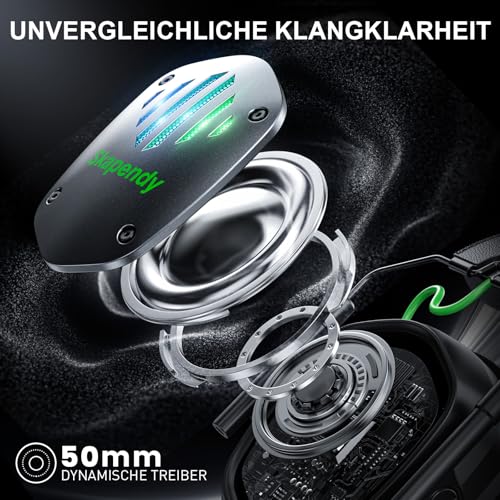 Wireless Gaming Headset für PS5, PS4, PC, Switch, Mobile,Mac, Laptop, 2.4GHz Faltbarer Gaming Bluetooth Headset mit Surround Sound, ENC Noise Cancelling Kopfhörer, LED Licht, 50 Stunden Akkulaufzeit Bild 4