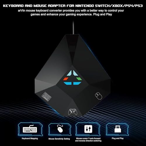 Tastatur und Maus Adapter für Nintendo Switch/PS4/PS3/Xbox One/Xbox 360 Consoles, Gaming Tastatur Maus konverter Support Custom Mapping & Mouse Sensitivity Adjustment Bild 7