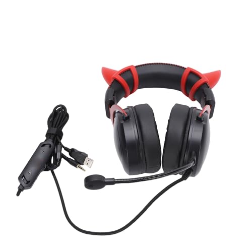Gaming Headset Wired, 50 -mm -Treiber -PC RGB Luminous Rauschreduzierung über Ohrhörer -Kopfhörern mit Einstellbarem Mikrofon Haltbar (Schwarz Rot) Bild 2
