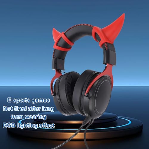 Gaming Headset Wired, 50 -mm -Treiber -PC RGB Luminous Rauschreduzierung über Ohrhörer -Kopfhörern mit Einstellbarem Mikrofon Haltbar (Schwarz Rot) Bild 5