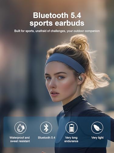 Kabellose Bluetooth-5.4-Kopfhörer, 53-Stunden-Spielzeit, Sport-Kopfhörer mit LED-Display, Over-Ear-Kopfhörer, integriertes Mikrofon, In-Ear-Headset, wasserdicht, für Workout, Laufen, Gaming Bild 5