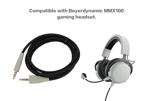 Alphatec MMX100 Ersatzkabel, kompatibel mit Beyerdynamic MMX100 Gaming-Headset, 3,5 mm Headset Aux-Kabel, 1,2 Meter, Schwarz Bild 2