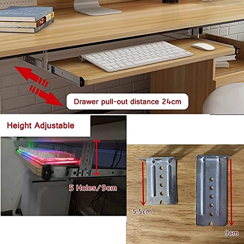 Höhenverstellbare Holz-Tastaturablage unter dem Schreibtisch mit Ablageflächen für Maus und Tastatur, ergonomische Schreibtischverlängerung für Home Office & Gaming Bild 5