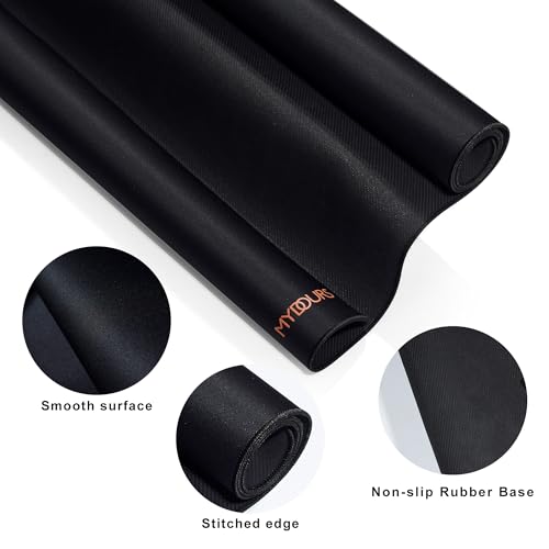 Mydours XXL Übergröße Mauspad 1200x600mm, Gaming Mousepad Groß mit Rutschfester Gummibasis, verbessert Präzision und Geschwindigkeit Schreibtischunterlage für Maus&Tastatur, Genähten Kanten, Schwarz Bild 6