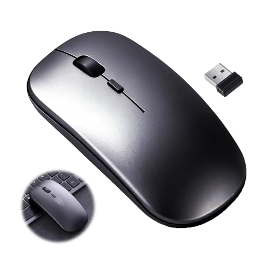 Maus Kabellos 2,4G, Bluetooth Maus, Leises Design, USB Funkmaus, Ergonomische Drahtlose Funkmaus für Laptops, Kompatibel mit PC, MacBook, Tablet (Grau) Bild 1