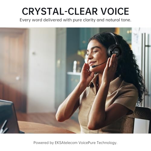 EKSA H27 PC Headset mit Mikrofon, Open-Ear Headset mit Kabel, Headset mit Geräuschunterdrückung, USB-C & USB-A Klinkenstecker Headphone, Over-Ear Headset für Laptop/Büro/Callcenter/Teams Bild 3