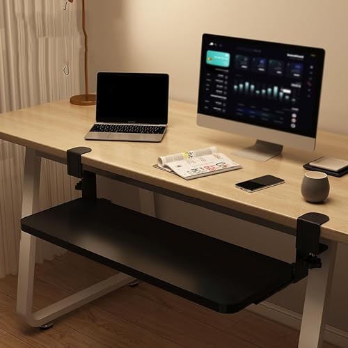 Ergonomische, verstellbare Untertisch-Tastaturablage mit C-Klemme, platzsparende Schublade für Tastaturen und Mäuse, einfache Installation, ideal für Home Office & Gaming Setup Bild 1