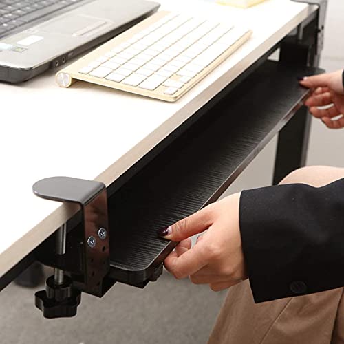 Verstellbare Holz-Tastaturablage unter dem Schreibtisch – platzsparende ausziehbare Schublade für Tastatur und Maus, Klemmhalterung, perfekter Organizer für Heimbüro und Gaming-Arbeitsplatz Bild 4